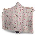 White Cherry Blossom Pattern Print Hooded Blanket