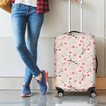 White Cherry Blossom Pattern Print Luggage Cover