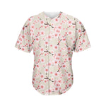 White Cherry Blossom Pattern Print Men's Baseball Jersey