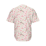 White Cherry Blossom Pattern Print Men's Baseball Jersey