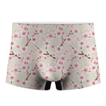 White Cherry Blossom Pattern Print Men's Boxer Briefs