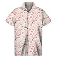White Cherry Blossom Pattern Print Men's Short Sleeve Shirt