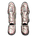 White Cherry Blossom Pattern Print Muay Thai Shin Guards