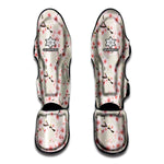 White Cherry Blossom Pattern Print Muay Thai Shin Guard