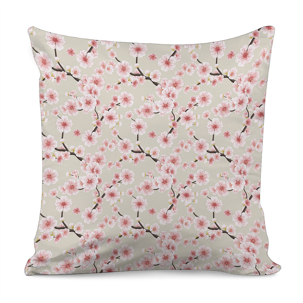 White Cherry Blossom Pattern Print Pillow Cover