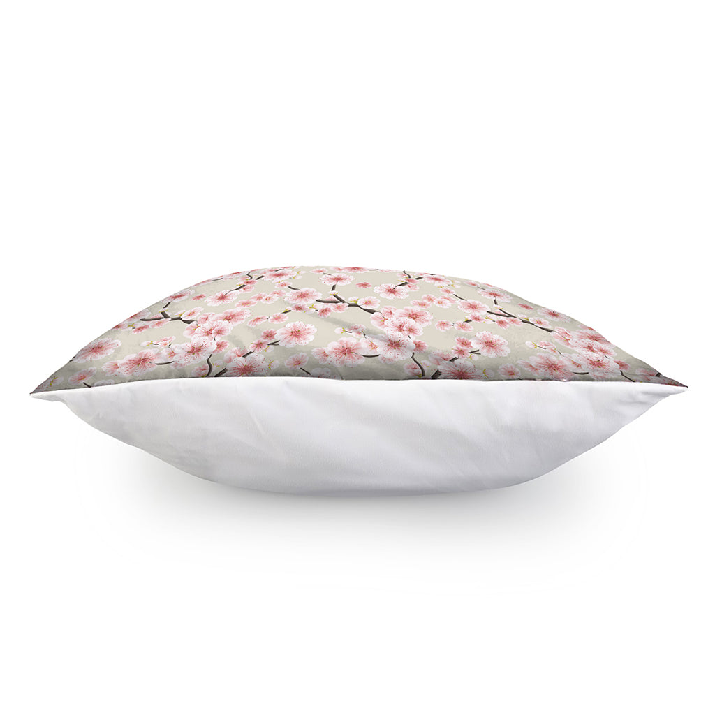 White Cherry Blossom Pattern Print Pillow Cover