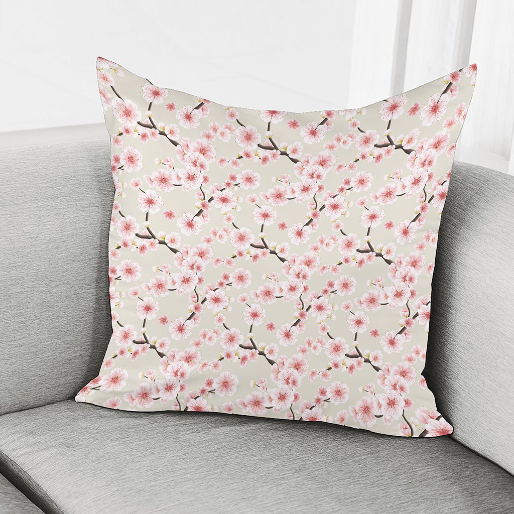 White Cherry Blossom Pattern Print Pillow Cover