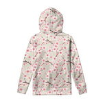 White Cherry Blossom Pattern Print Pullover Hoodie