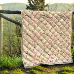 White Cherry Blossom Pattern Print Quilt