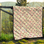 White Cherry Blossom Pattern Print Quilt
