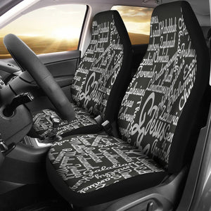 White Christian Text Universal Fit Car Seat Covers GearFrost