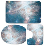 White Cloud Galaxy Space Print 3 Piece Bath Mat Set