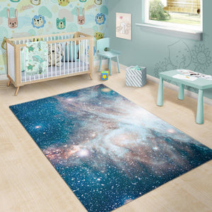 White Cloud Galaxy Space Print Area Rug GearFrost