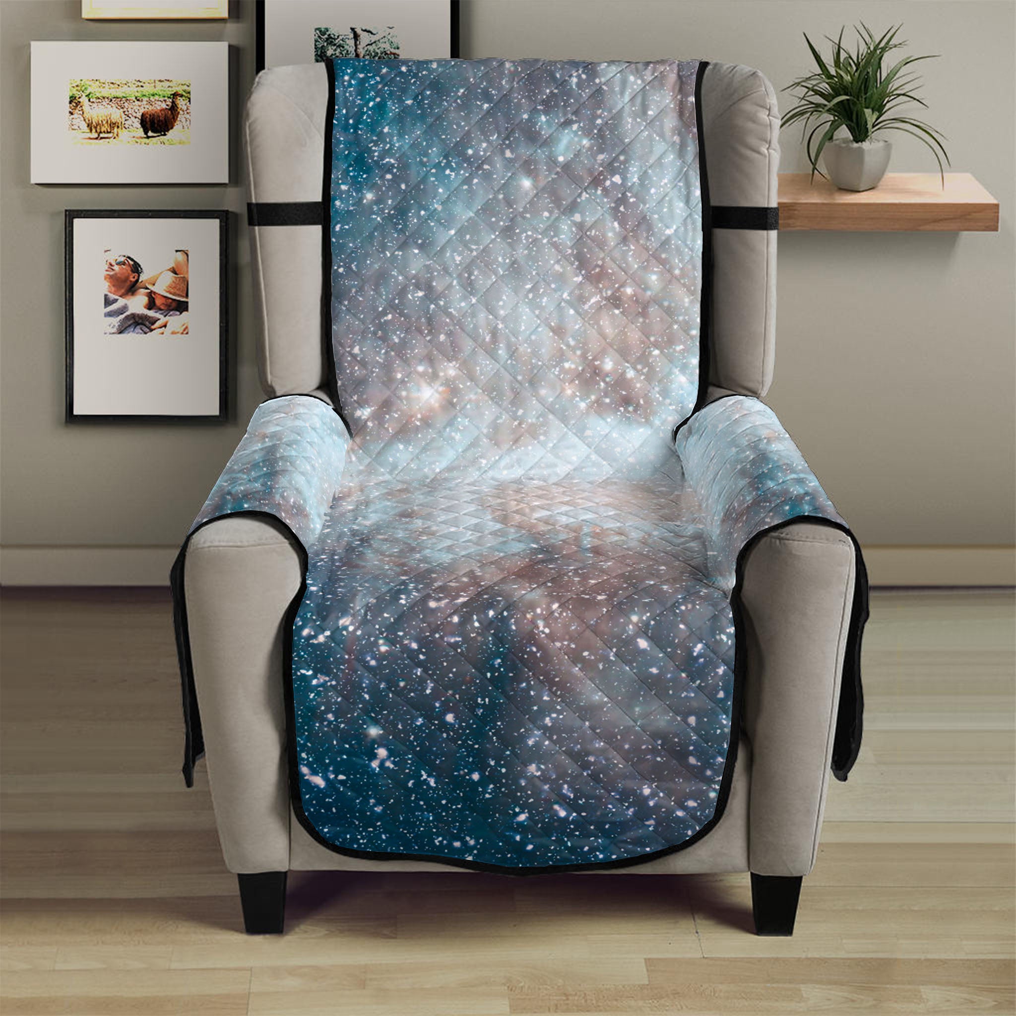 White Cloud Galaxy Space Print Armchair Protector