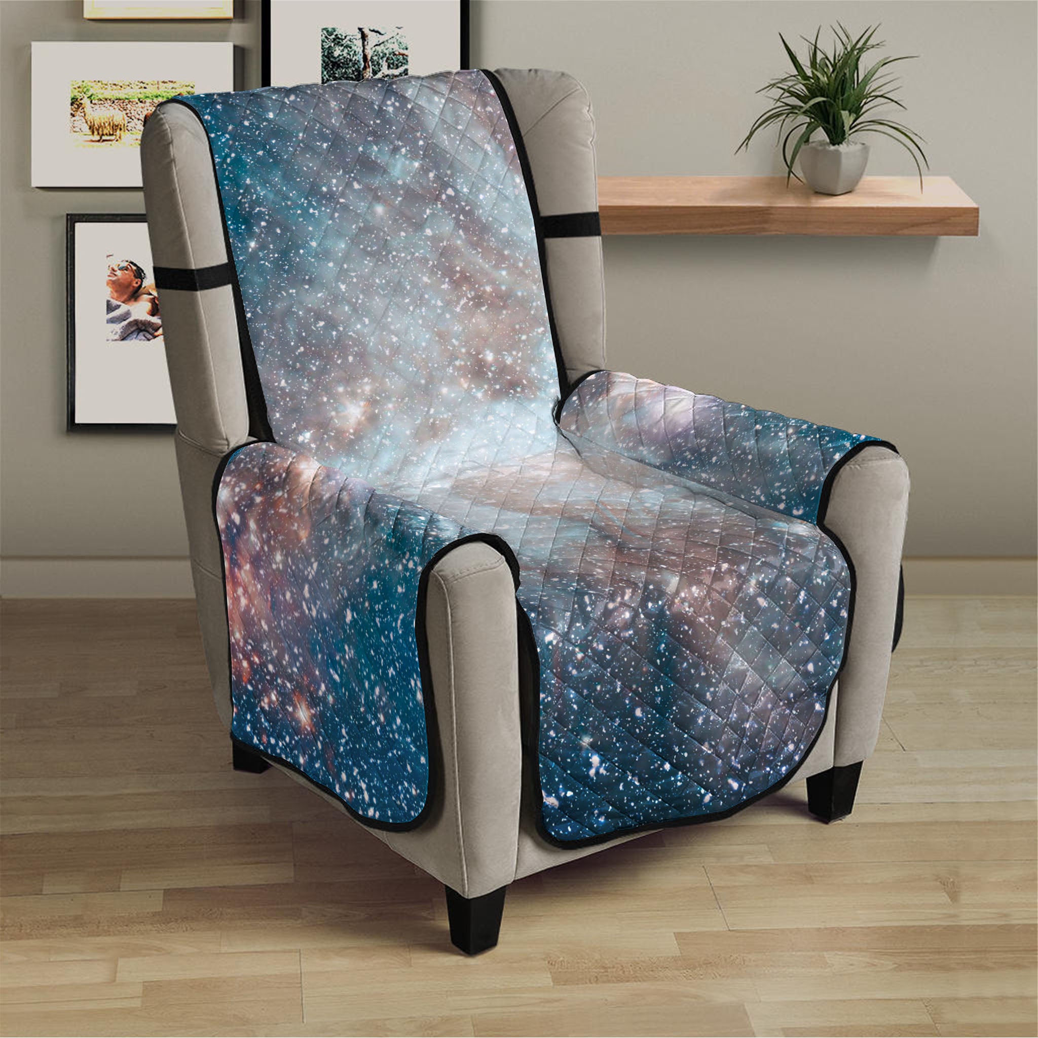 White Cloud Galaxy Space Print Armchair Protector