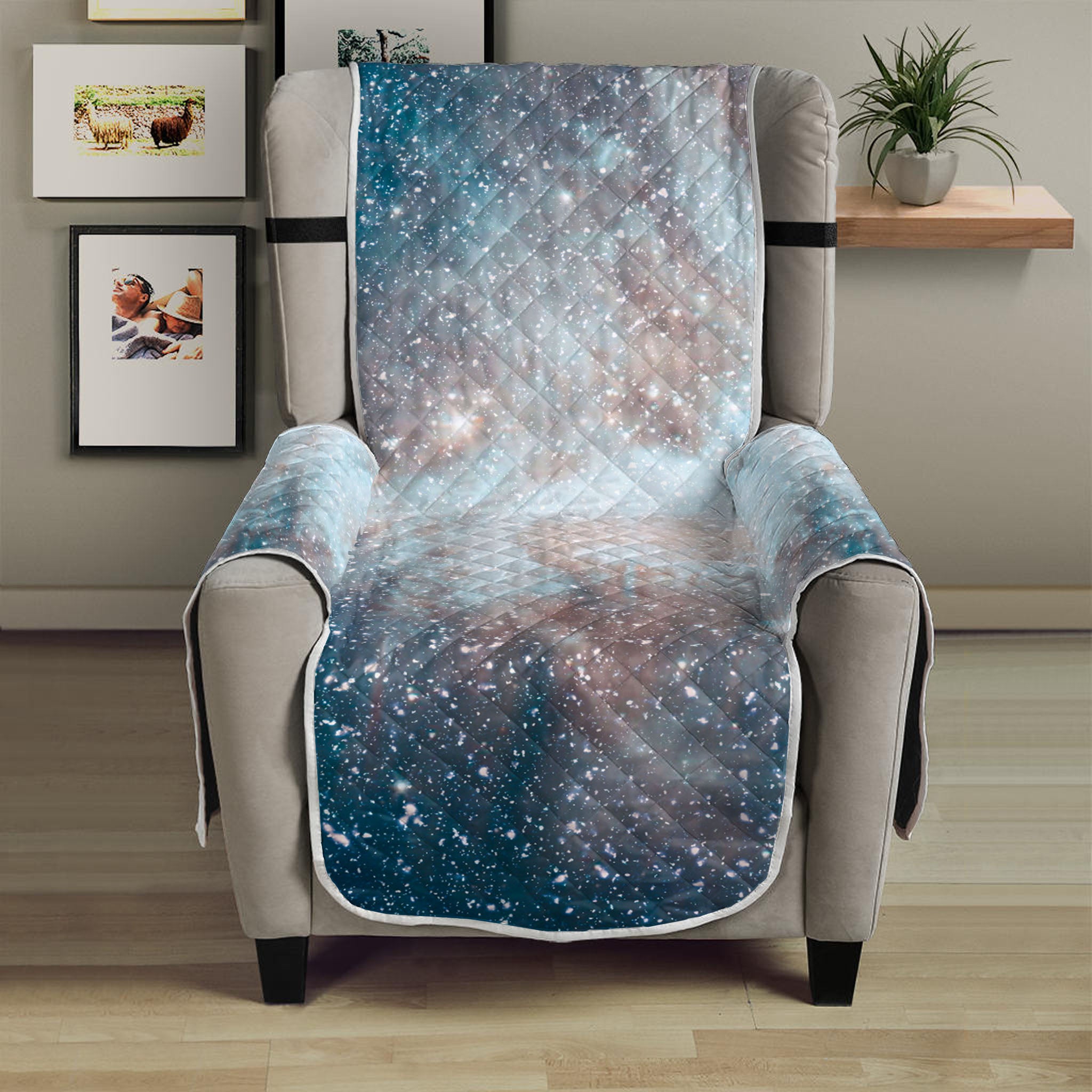 White Cloud Galaxy Space Print Armchair Protector