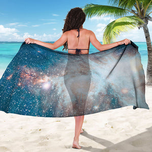 White Cloud Galaxy Space Print Beach Sarong Wrap