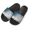 White Cloud Galaxy Space Print Black Slide Sandals