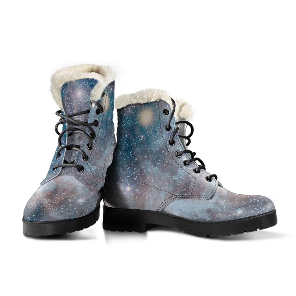White Cloud Galaxy Space Print Comfy Boots GearFrost