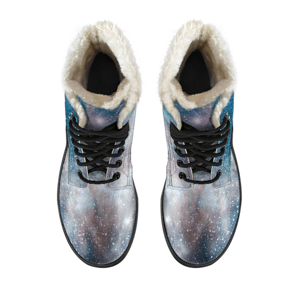 White Cloud Galaxy Space Print Comfy Boots GearFrost