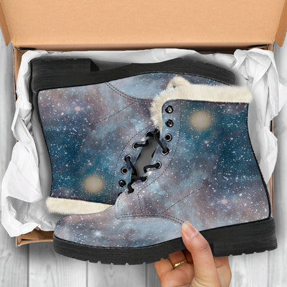 White Cloud Galaxy Space Print Comfy Boots GearFrost