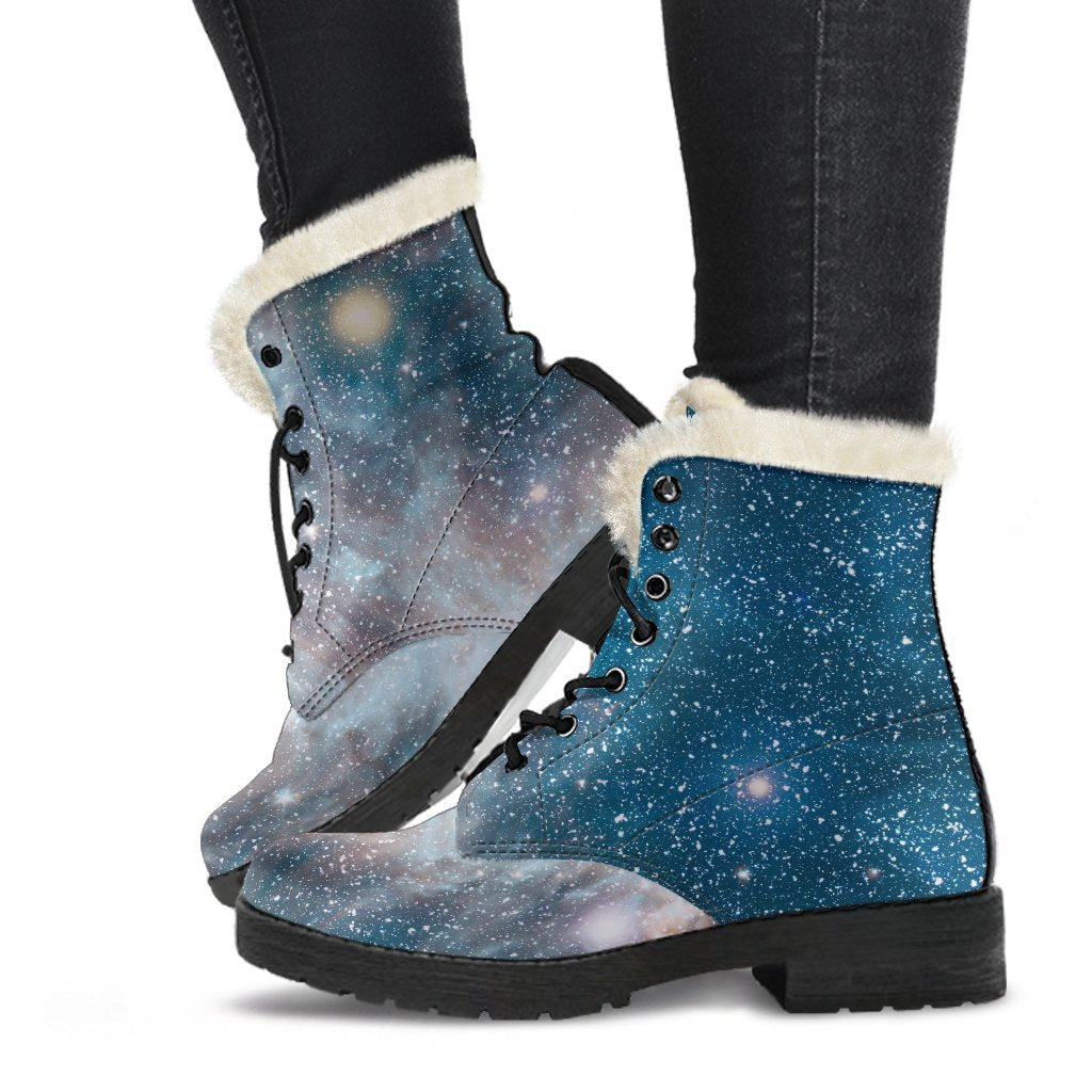 White Cloud Galaxy Space Print Comfy Boots GearFrost
