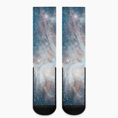 White Cloud Galaxy Space Print Crew Socks
