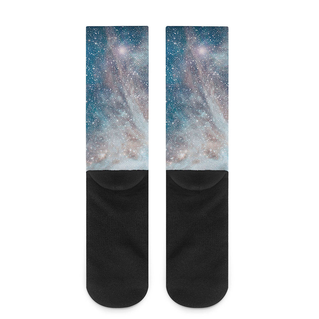 White Cloud Galaxy Space Print Crew Socks