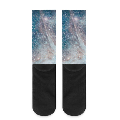 White Cloud Galaxy Space Print Crew Socks