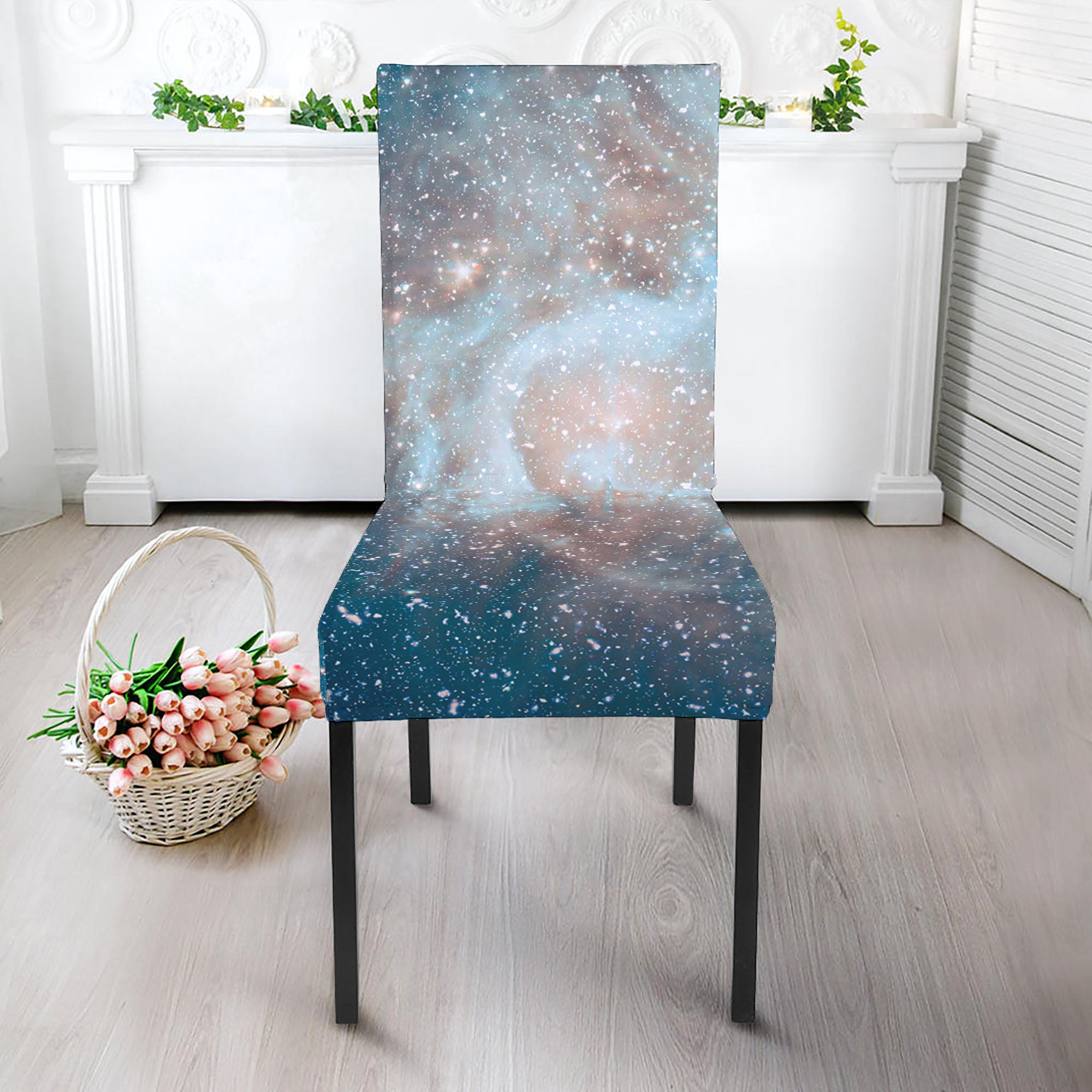 White Cloud Galaxy Space Print Dining Chair Slipcover