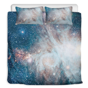 White Cloud Galaxy Space Print Duvet Cover Bedding Set