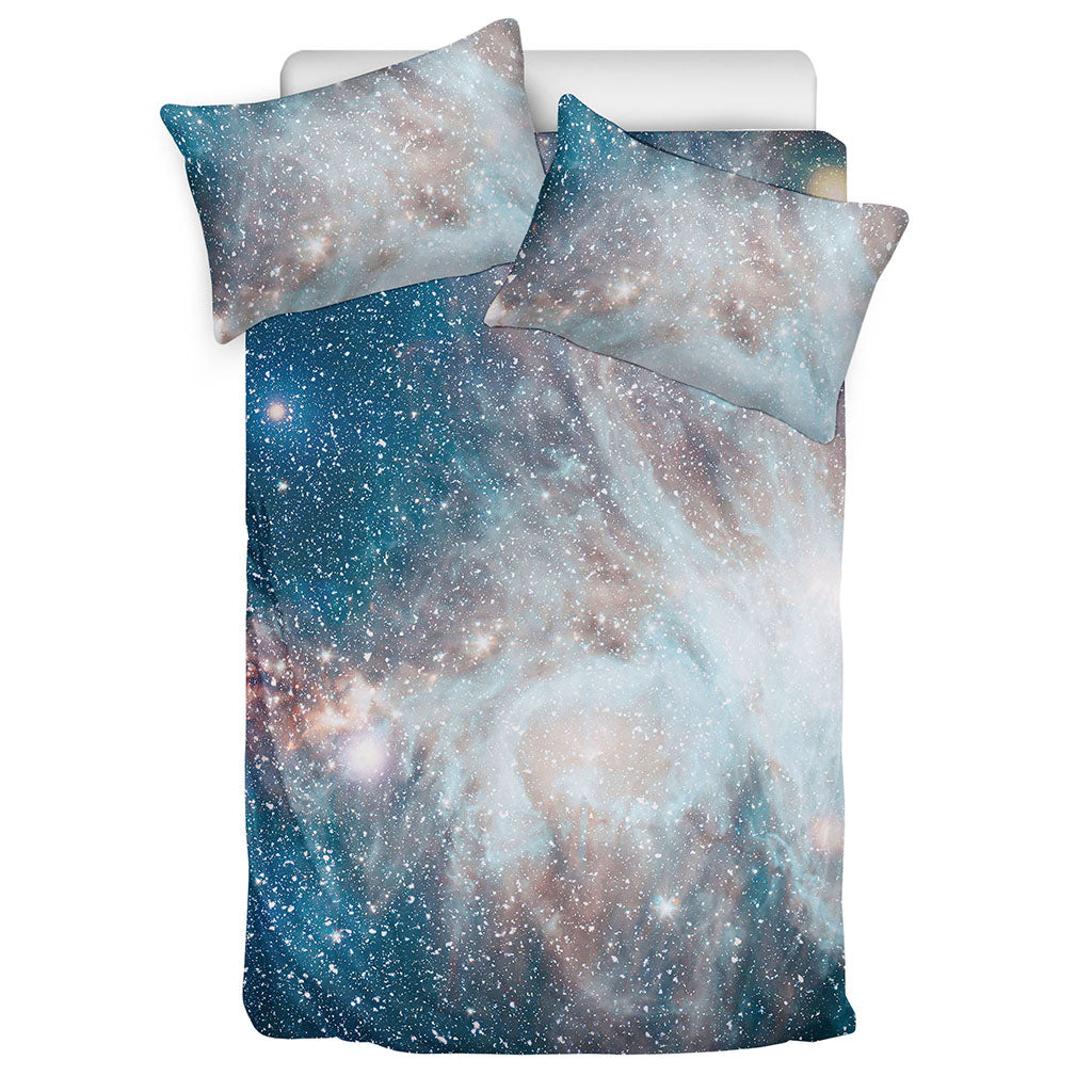 White Cloud Galaxy Space Print Duvet Cover Bedding Set