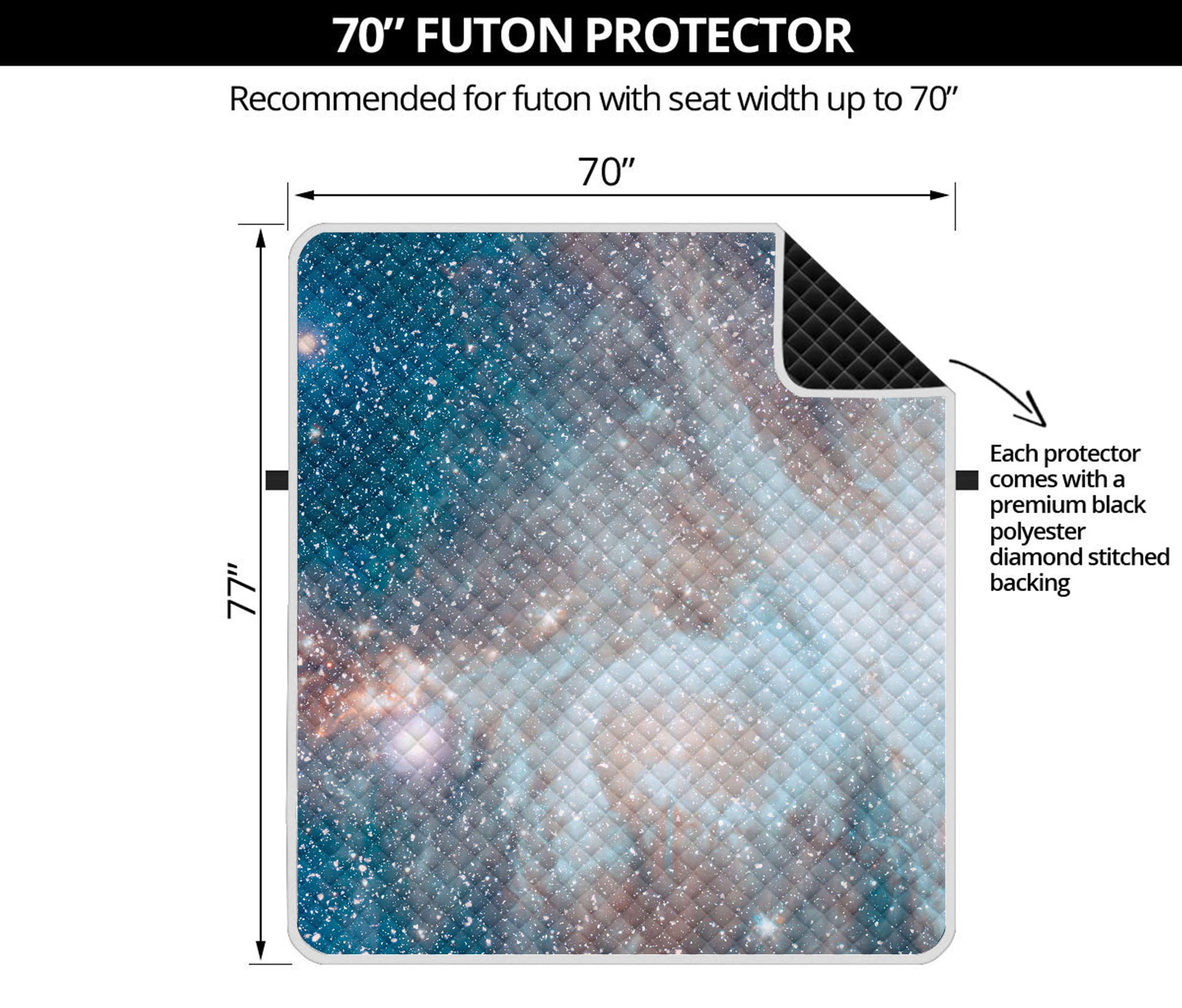 White Cloud Galaxy Space Print Futon Protector