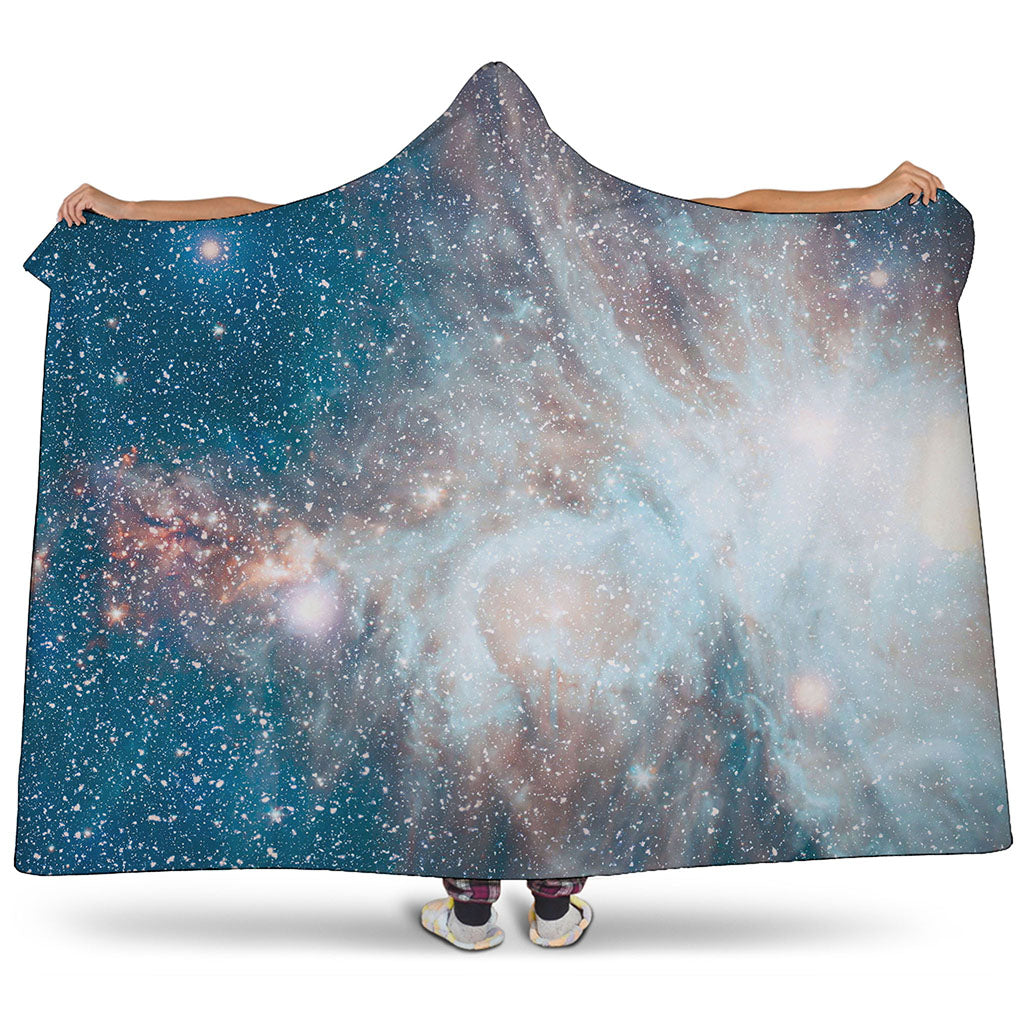 White Cloud Galaxy Space Print Hooded Blanket