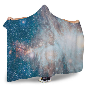 White Cloud Galaxy Space Print Hooded Blanket