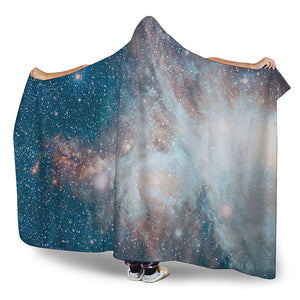 White Cloud Galaxy Space Print Hooded Blanket