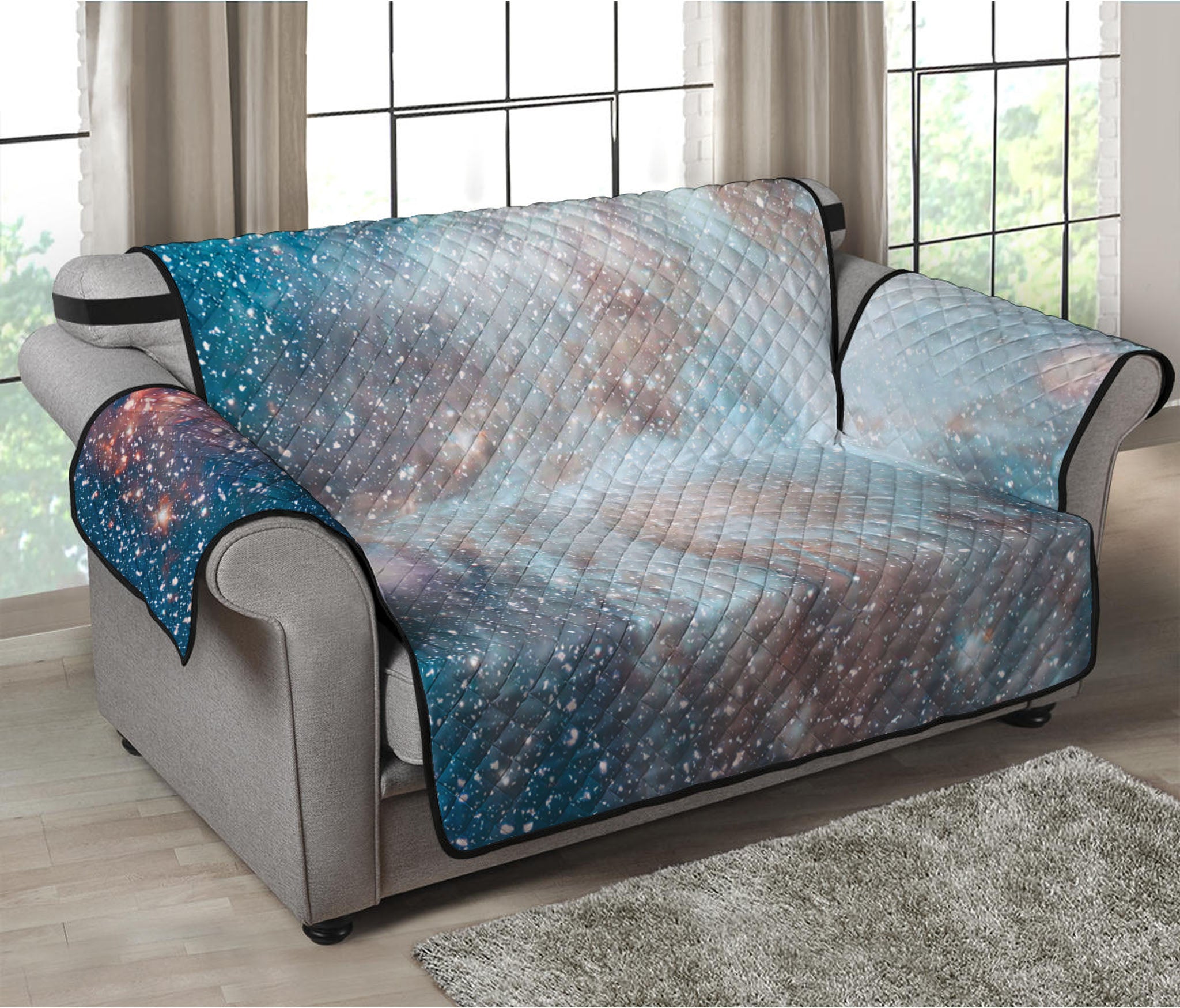 White Cloud Galaxy Space Print Loveseat Protector