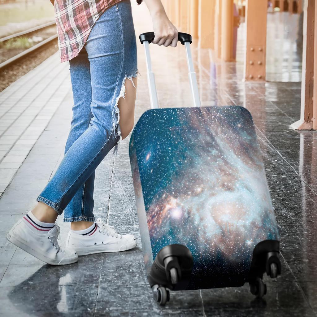 White Cloud Galaxy Space Print Luggage Cover GearFrost