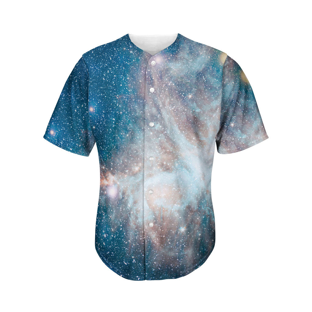 White Cloud Galaxy Space Print Men's Baseball Jersey