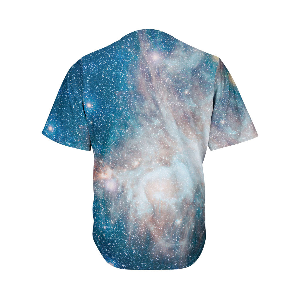 White Cloud Galaxy Space Print Men's Baseball Jersey