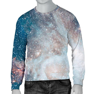 White Cloud Galaxy Space Print Men's Crewneck Sweatshirt GearFrost