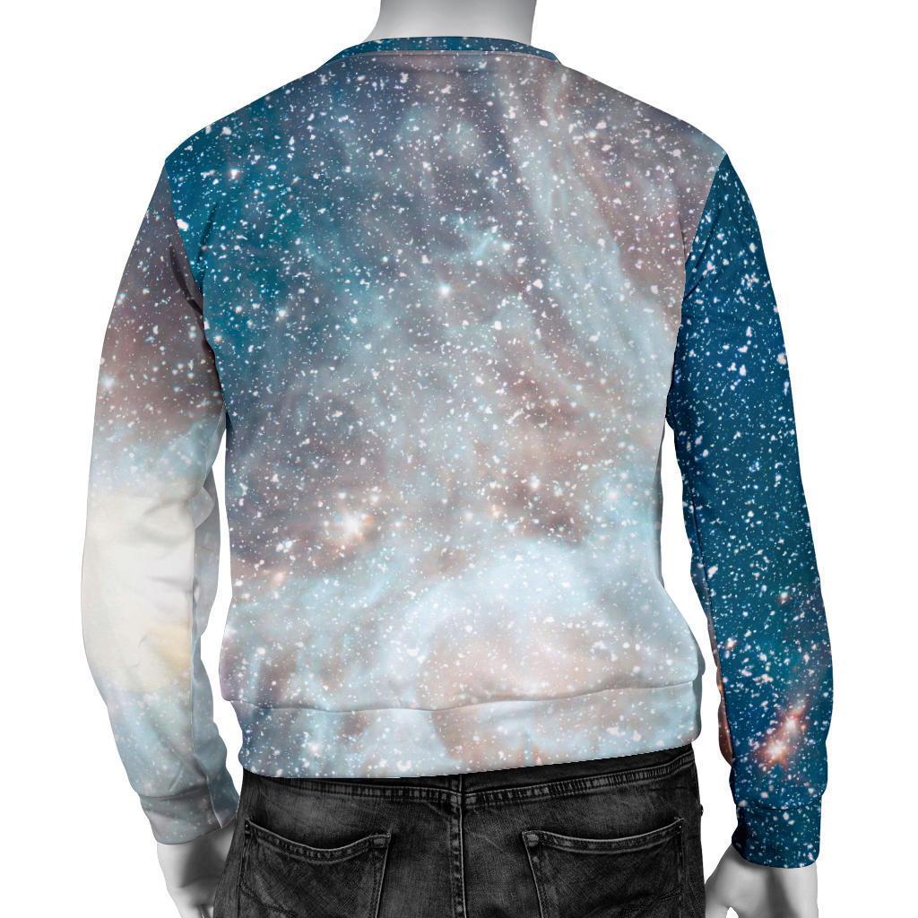 White Cloud Galaxy Space Print Men's Crewneck Sweatshirt GearFrost