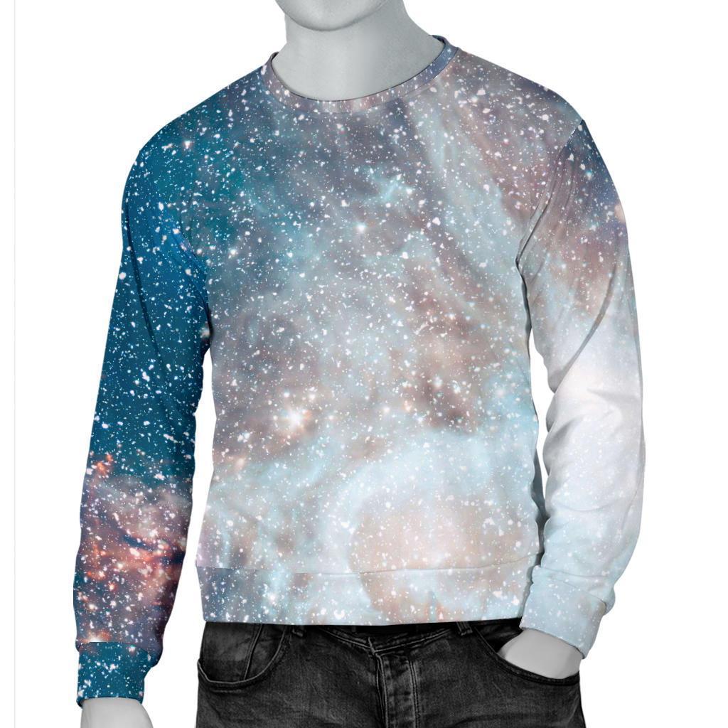 White Cloud Galaxy Space Print Men's Crewneck Sweatshirt GearFrost