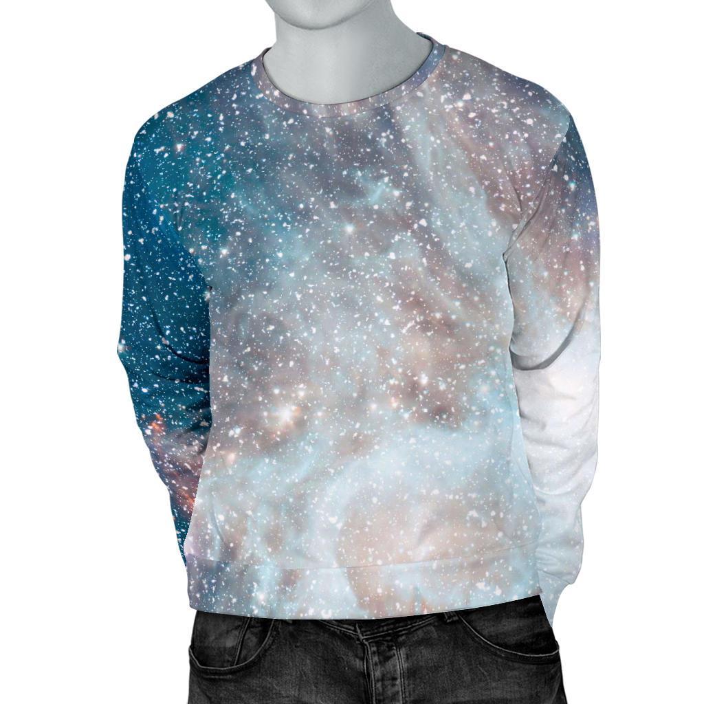White Cloud Galaxy Space Print Men's Crewneck Sweatshirt GearFrost