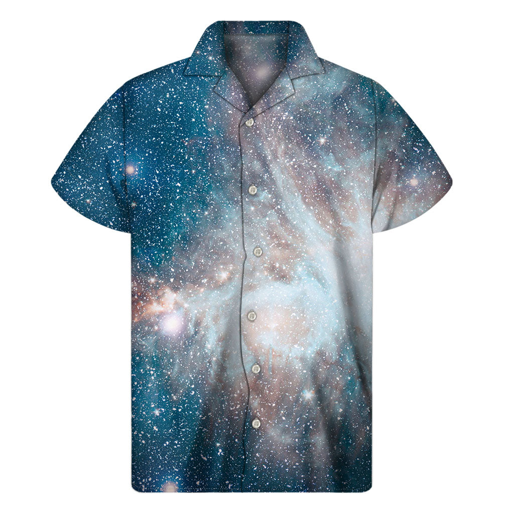 White Cloud Galaxy Space Print Men's Short Sleeve Shirt