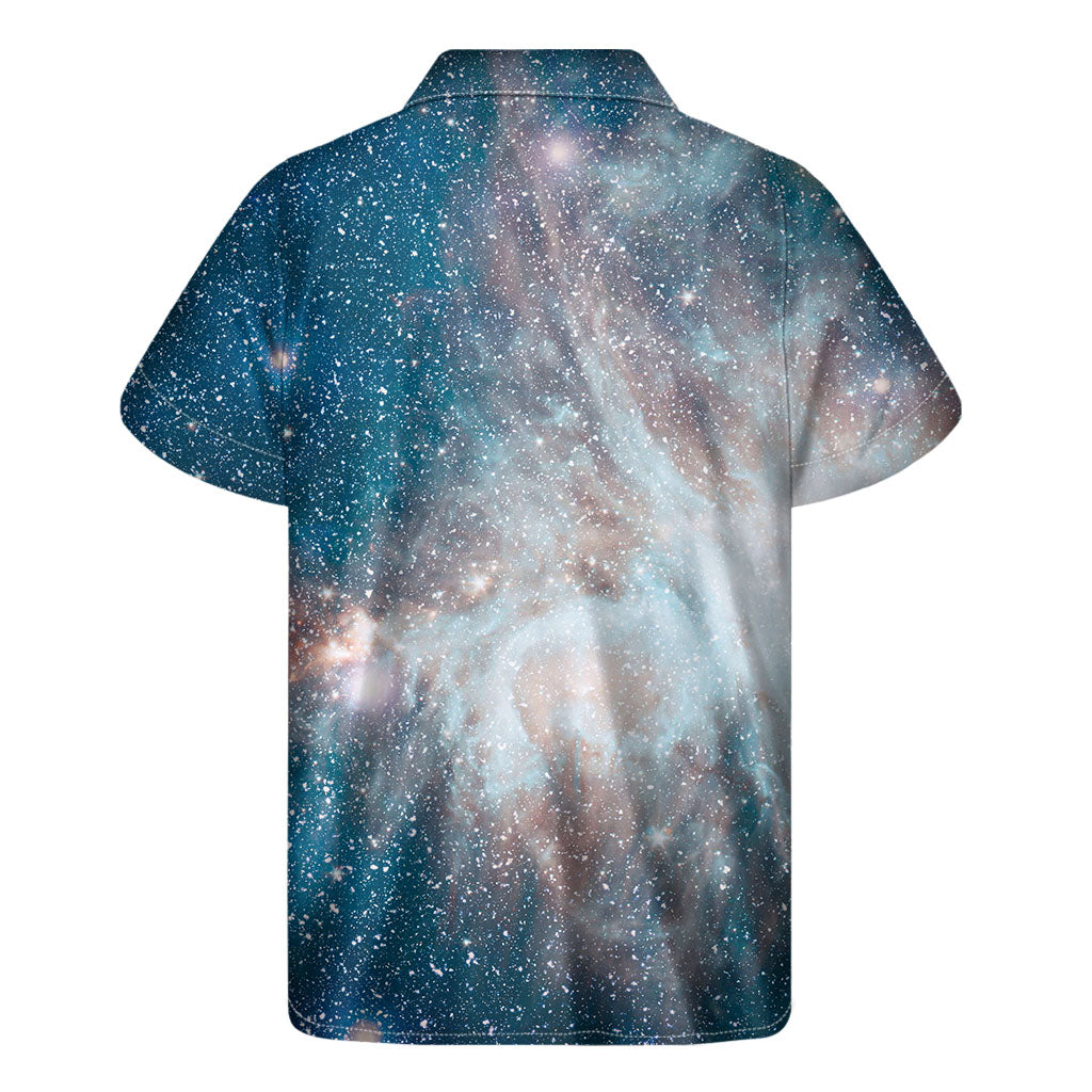 White Cloud Galaxy Space Print Men's Short Sleeve Shirt