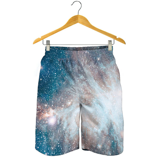 White Cloud Galaxy Space Print Men's Shorts
