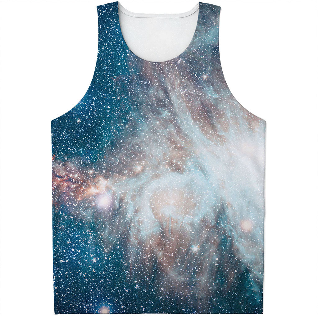 White Cloud Galaxy Space Print Men's Tank Top