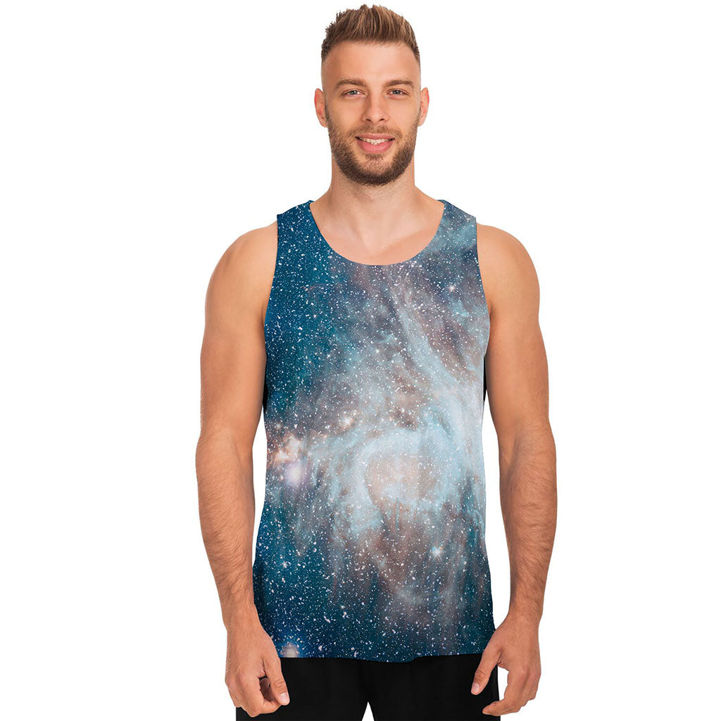 White Cloud Galaxy Space Print Men's Tank Top