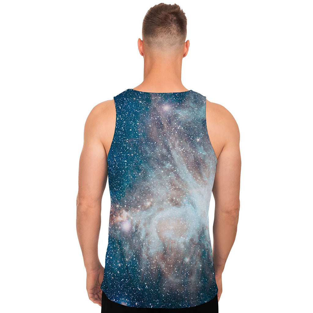 White Cloud Galaxy Space Print Men's Tank Top